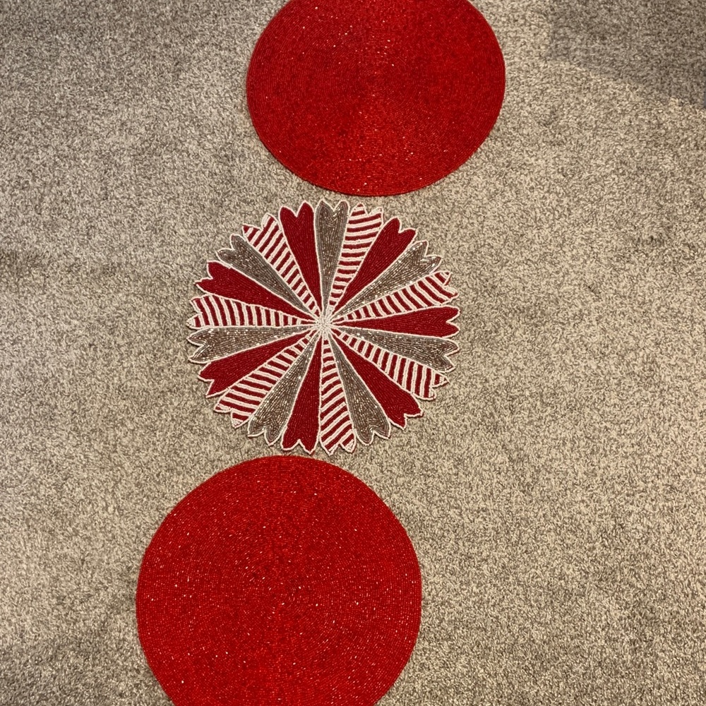 Pier 1 Festive Red and Gray placemats